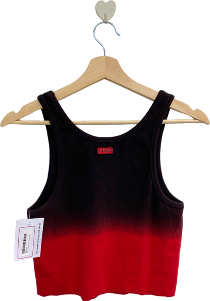 Hugo Black and Red Ombre Tank Top UK 8
