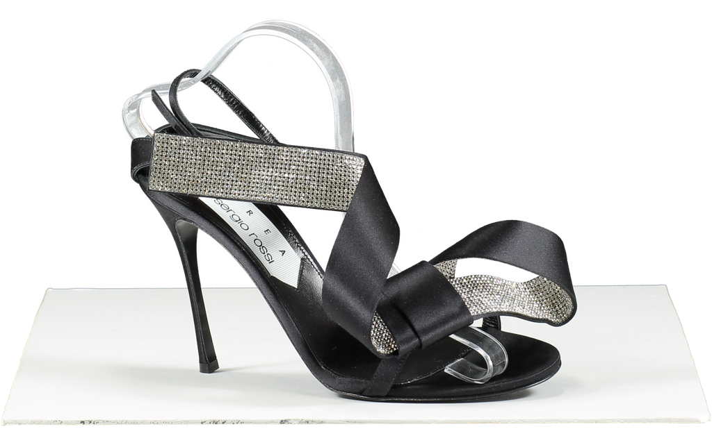 Sergio Rossi X Area Black Marquise Crystal-embellished Sandals UK 6 EU 39 👠