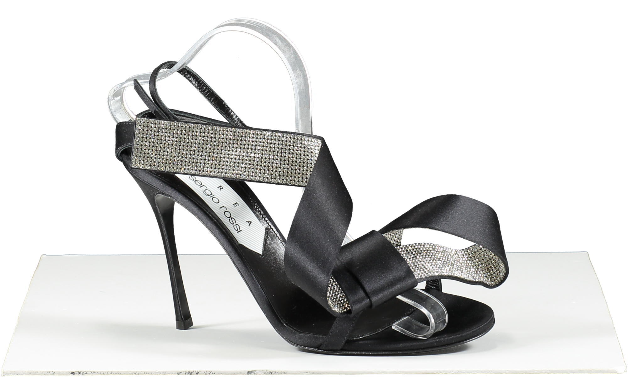 Sergio Rossi X Area Black Marquise Crystal-embellished Sandals UK 6 EU 39 👠