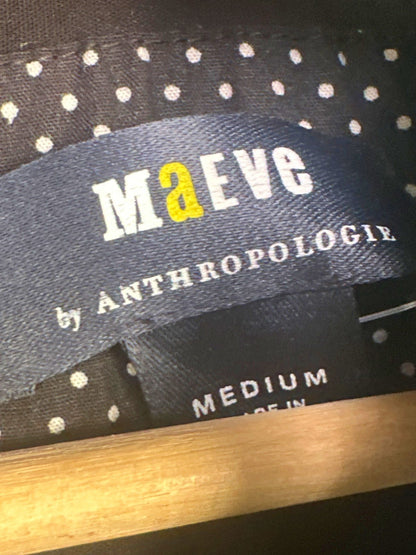 ANTHROPOLOGIE Maeve Black Contrast Stitch Jumpsuit Medium