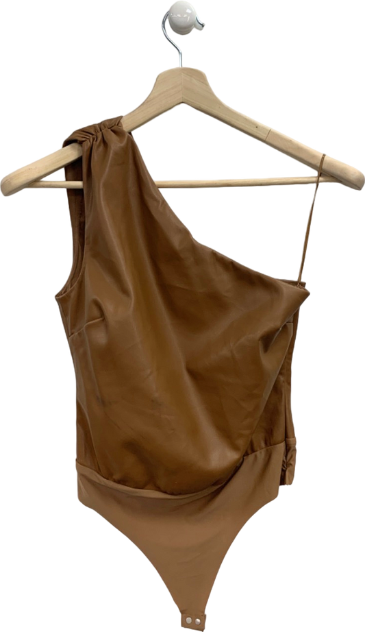 CAMI NYC Brown One-Shoulder Bodysuit UK S