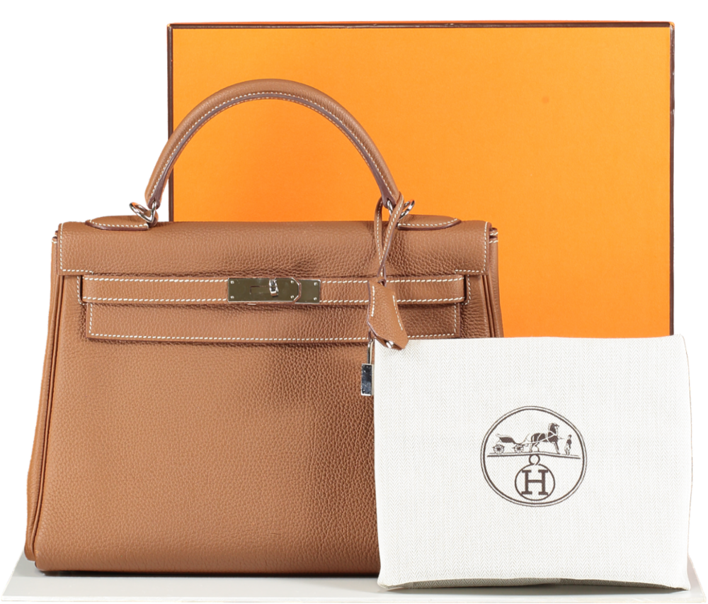 Hermès Kelly 32 Gold Togo Leather with Palladium Hardware Handbag