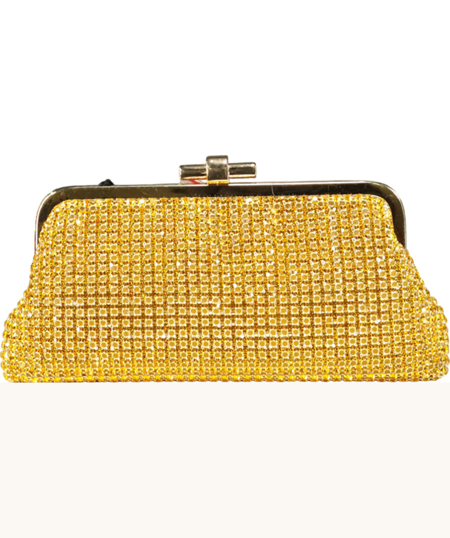 Karen Millen Yellow Rhinestone Clutch Bag with chain strap