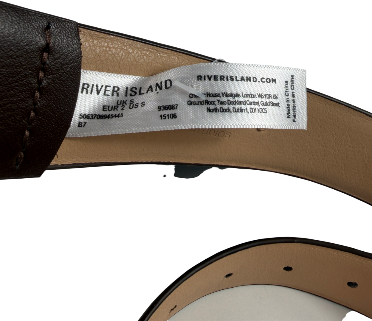 River Island Brown Multiple Keeper Faux Leather Belt UK S