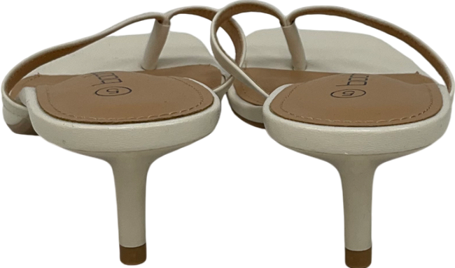 boohoo Cream Toe Post Low Heeled Mules UK 5 EU 38 👠