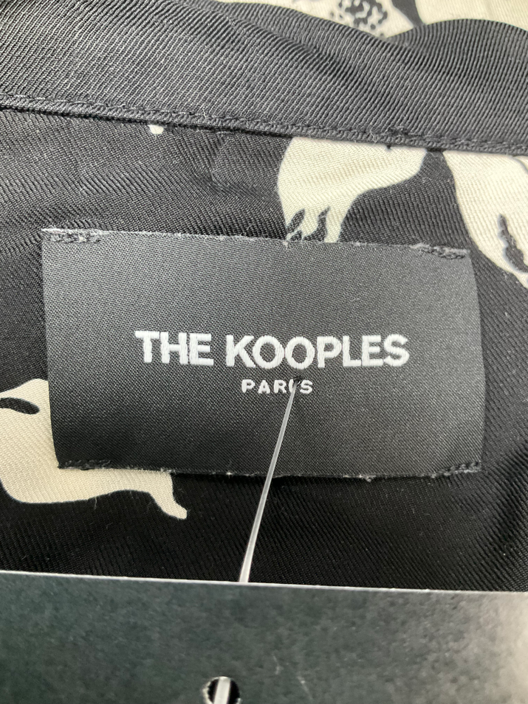 The Kooples Black Palm Tree Print Short Sleeve Shirt UK L