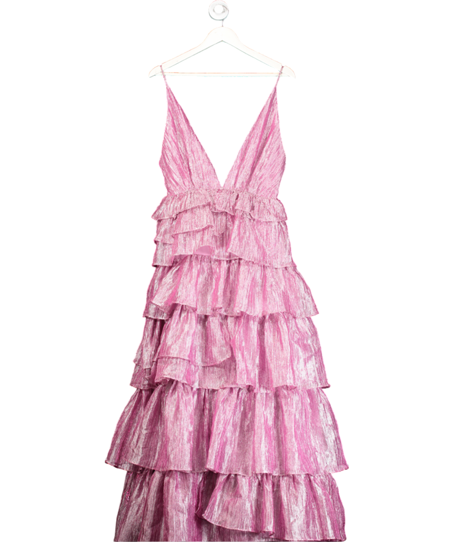True Decadence Pink Shimmer Tiered Dress UK 8