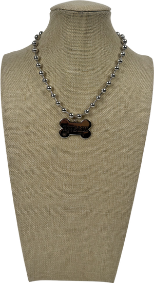 Dolls Kill Metallic Dog Bone Ball Chain Necklace