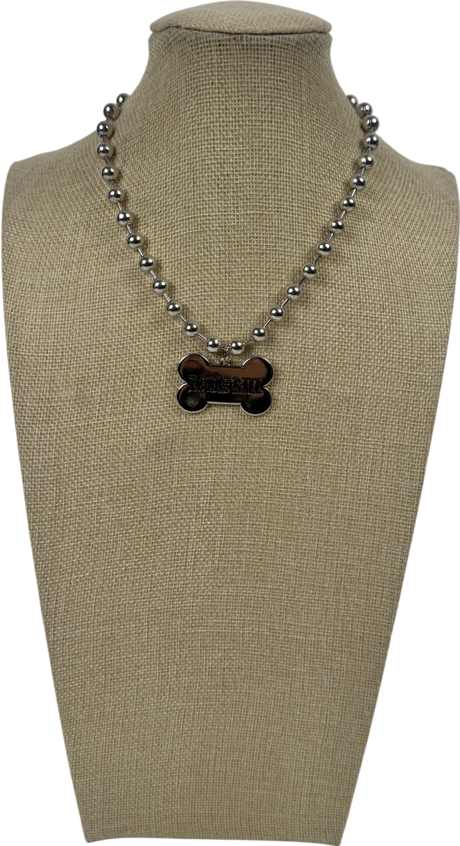Dolls Kill Metallic Dog Bone Ball Chain Necklace