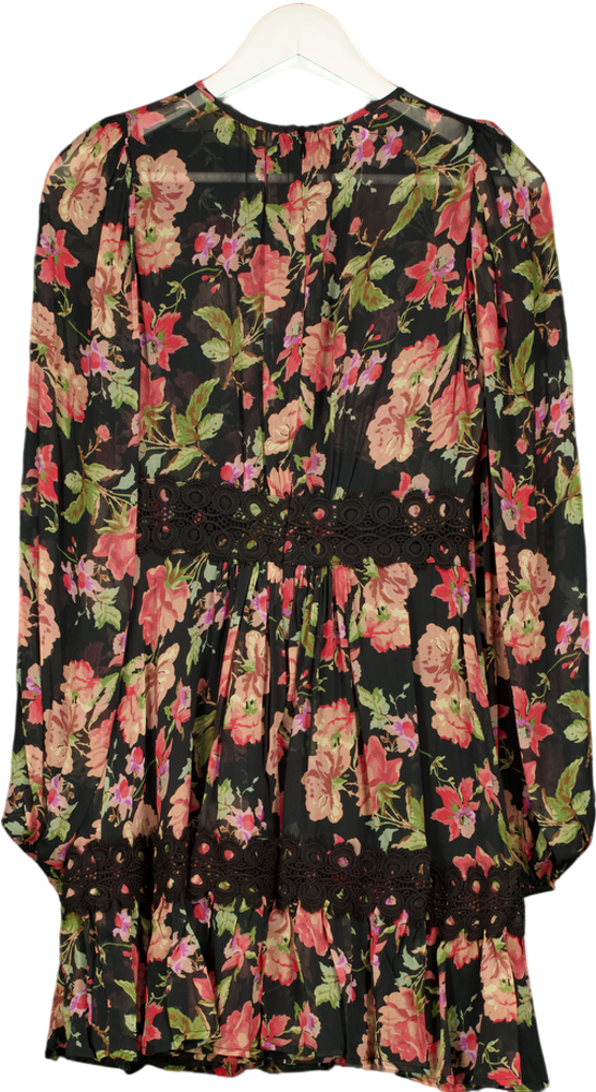 ByTIMO Black Georgette Lace Minidress Midnight Blush UK M