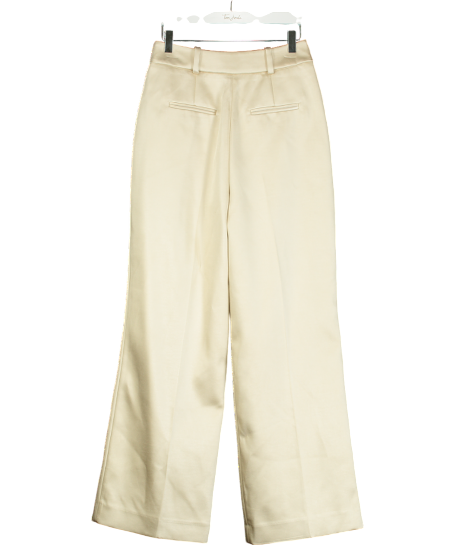 River Island Cream Bonded Satin Wide Leg Trouser UK 6