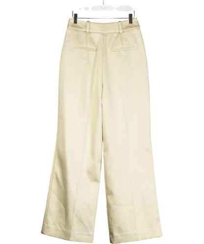 River Island Cream Bonded Satin Wide Leg Trouser UK 6