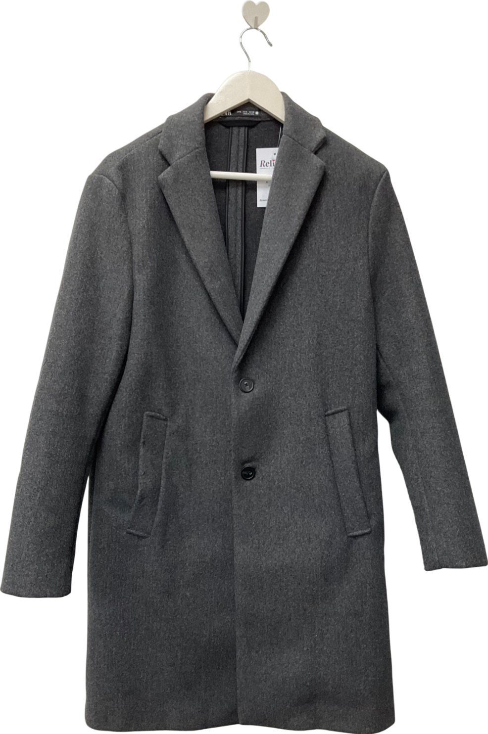 ZARA Grey Wool Blend Coat UK S