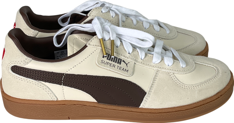Puma Beige Palermo Leather Sneakers Unisex Trainers UK 7 EU 40 👠