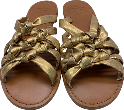 Sezane Gold Braided Leather Sandals UK 8