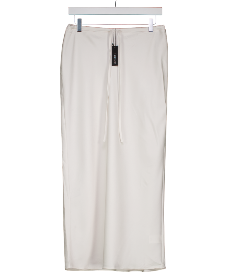 Lounge Apparel White Satin Midi Slip Skirt UK S