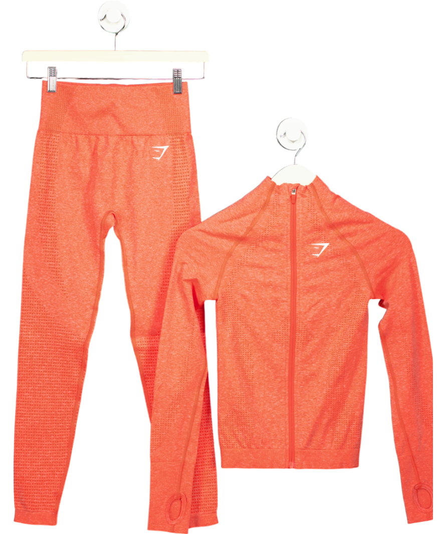 gymshark Orange Vital Seamless Track Top And Leggings UK S