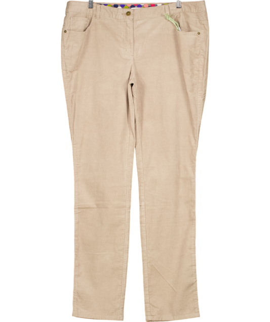 Boden warm Beige 5 Pocket Corduroy Slim Leg Trousers UK 18