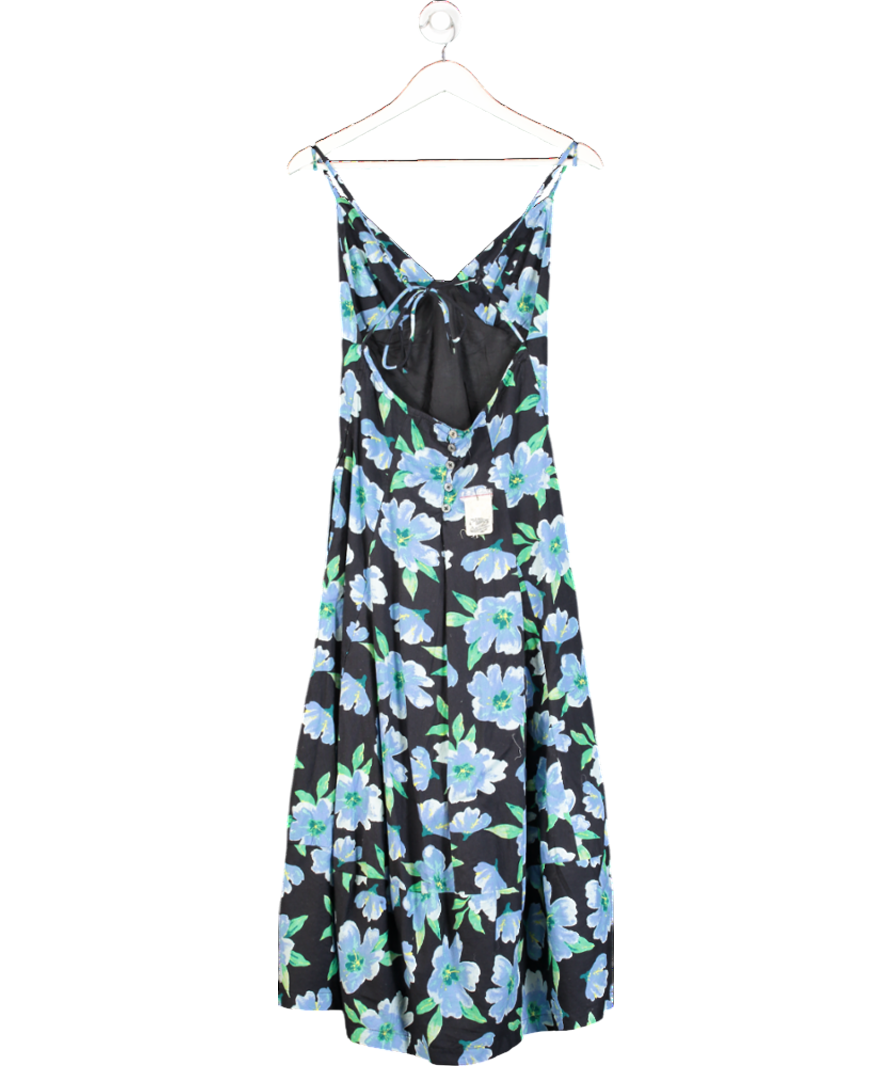 Free People Black Finer Things Printed Midi Dress UK S