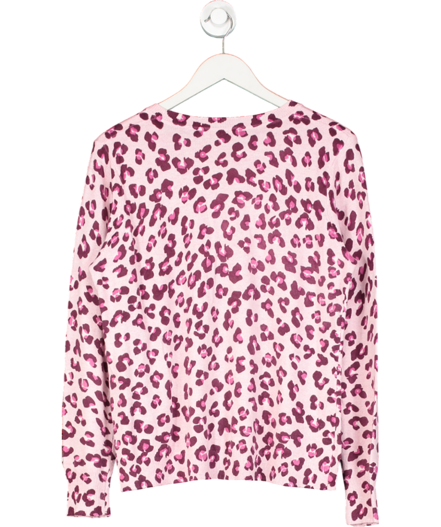 Mint Velvet Pink Cotton / Cashmere Animal Print Crew Neck Knit UK 16