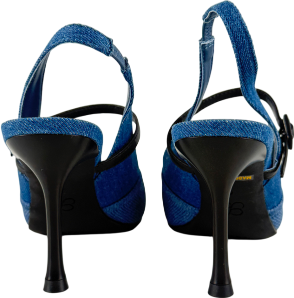 Cosy island Blue Strikestep Elegant Stiletto Heeled Slingback UK 4 EU 37