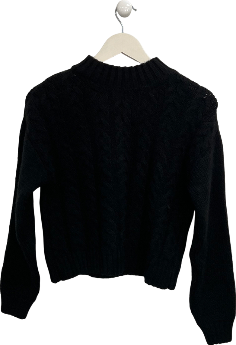 MANGO Black Super soft Cable Knit Jumper UK XS/S