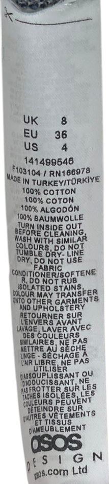 ASOS Blue Collarless V Neck Denim Shirt UK 8