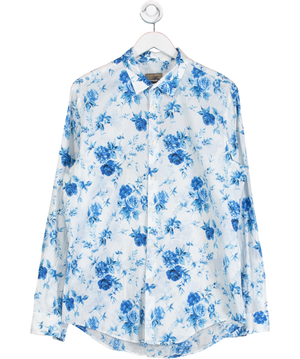 ZARA White Slim Fit Floral Embroidered Shirt UK XL
