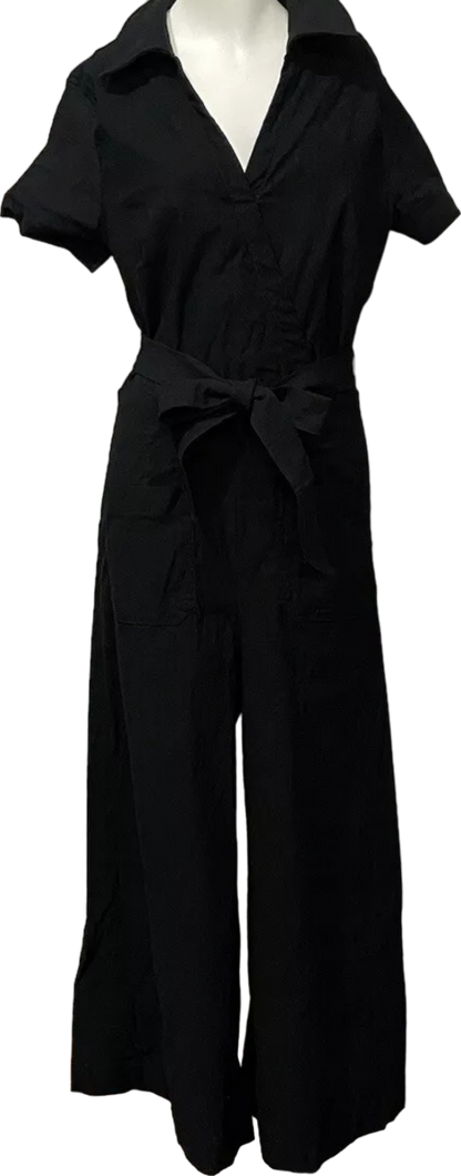 Anthropologie Black Maeve The Colette Wrap Jumpsuit UK 8