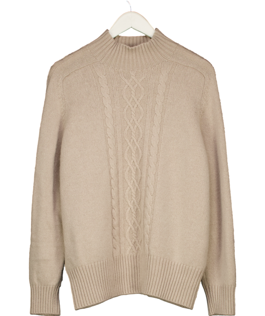 J.McLaughlin Beige Cashmere Blend Cableknit Jumper UK XL