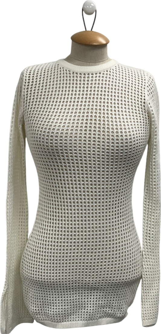 The Couture Club White Knitted Flute Sleeve Dress UK S