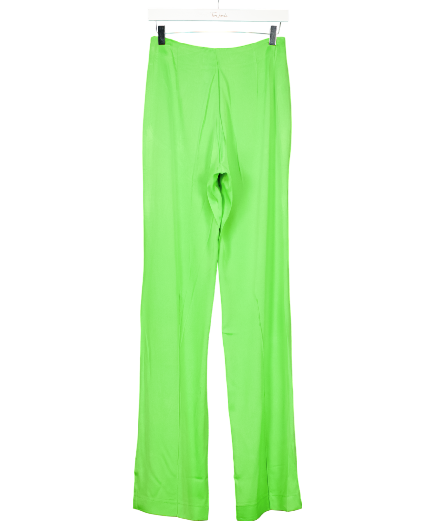 MANGO Green Penny Flowy Straight-fit Trousers UK S