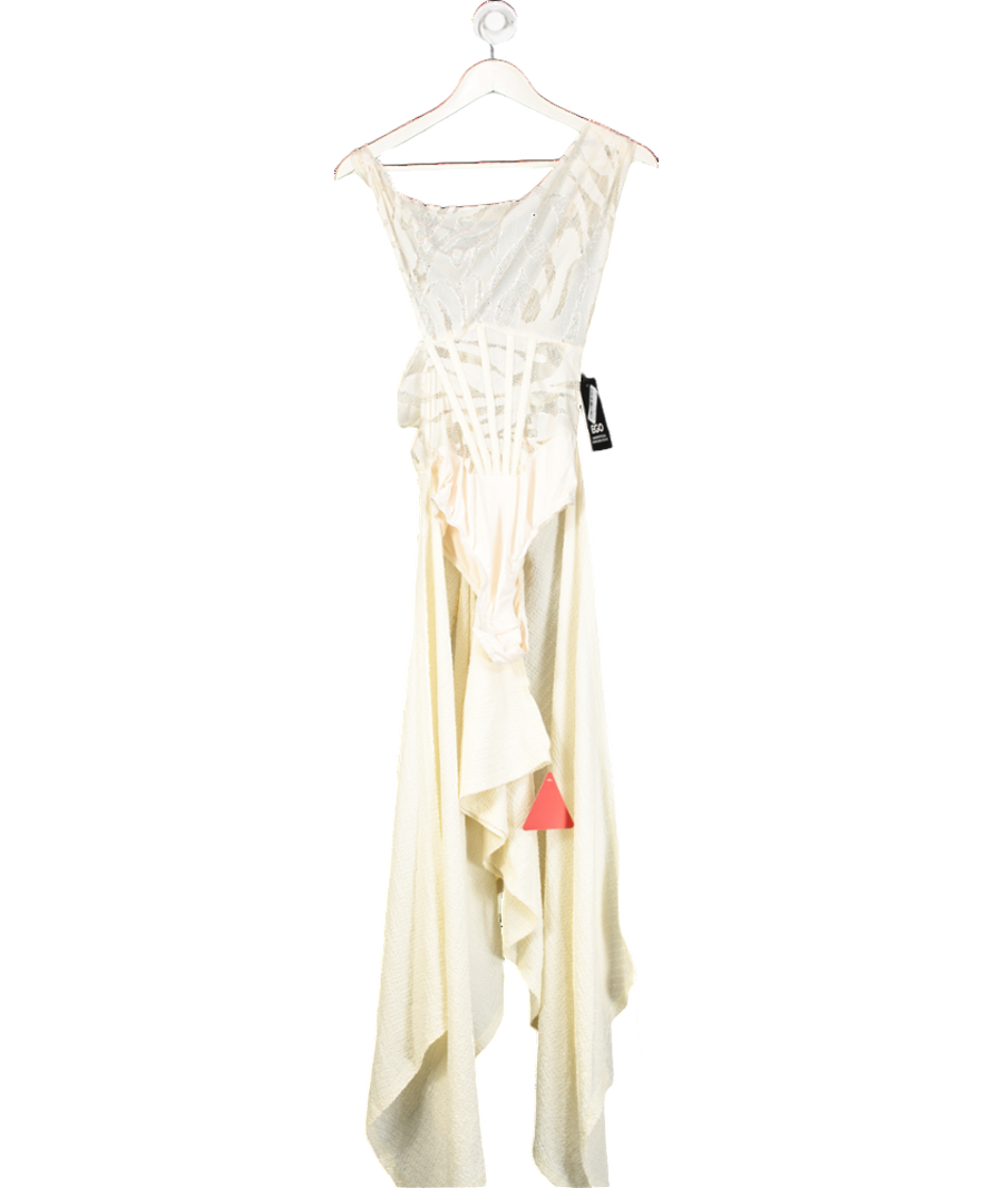 Ego Cream One Shoulder Drape Front Textured Dress UK 8