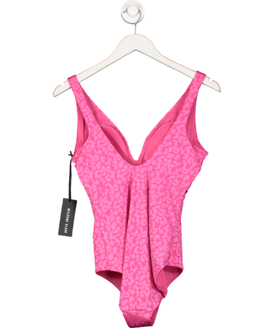 Next x Myleene Klass Pink Tummy Control Plunge Leopard Print Swim Suit UK 12