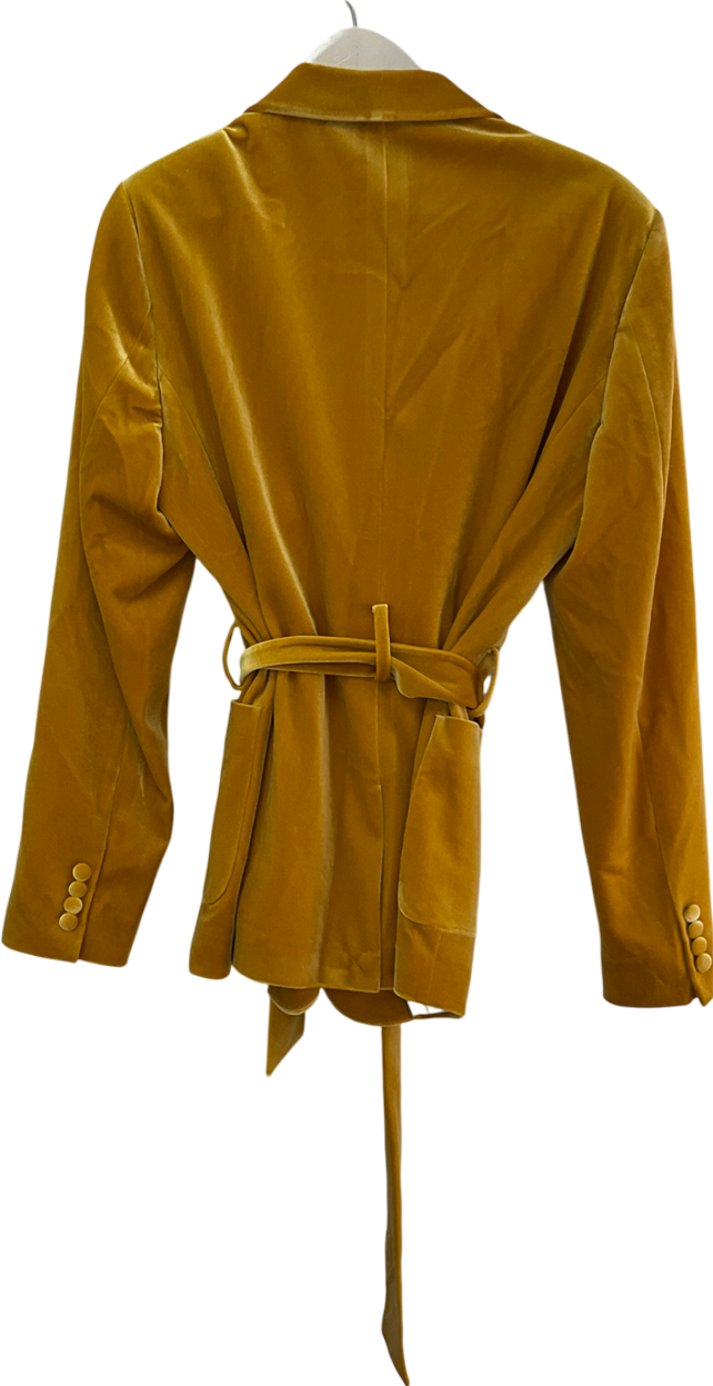 ASOS Yellow Super Skinny Smoking Jacket In Mustard Velvet With Belt UK 42" CHEST