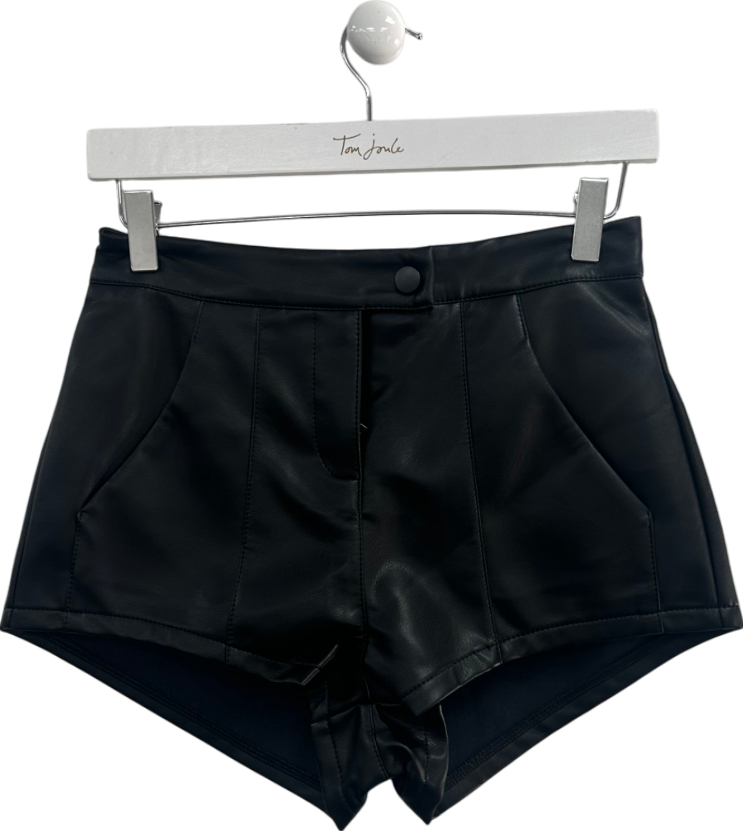 Edikted Black Ramona High Rise Faux Leather Micro Shorts UK S