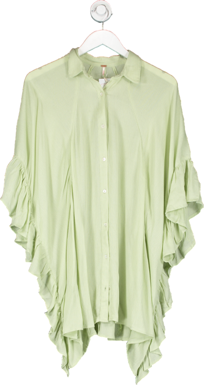 Free People Pale Green 'love Is' Oversized Frill Side Tunic Top UK XS/S