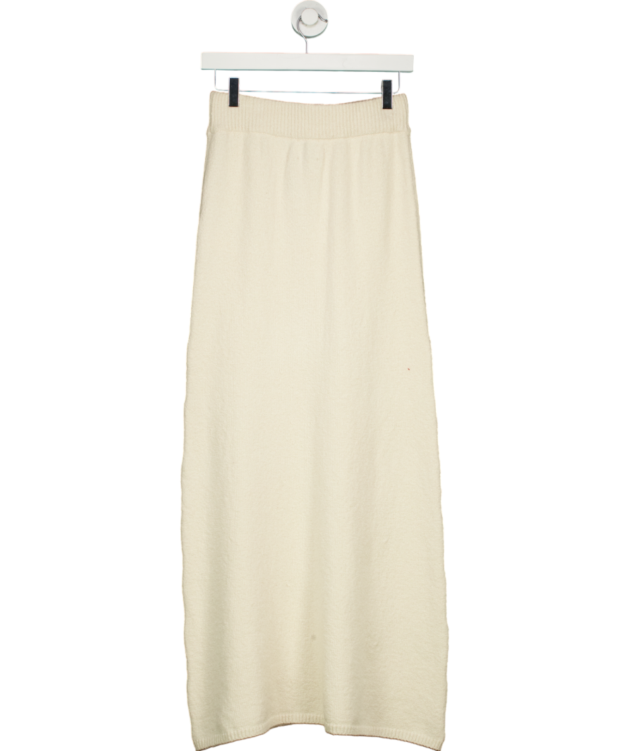 almada label Cream Cotton Boucle Knit Umi Skirt, Shell UK S