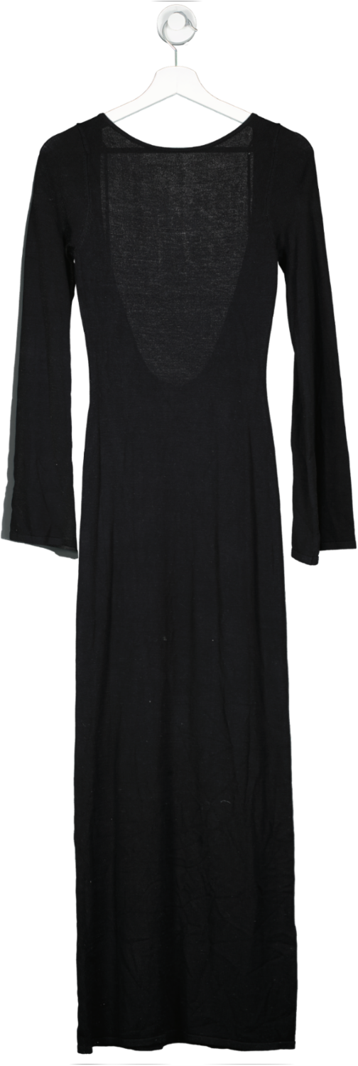 Meshki Black Marleigh Flare Sleeve Knit Maxi Dress UK XS