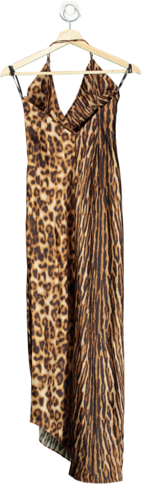 SER.O.YA Brown Leopard Print Halter Dress UK XS