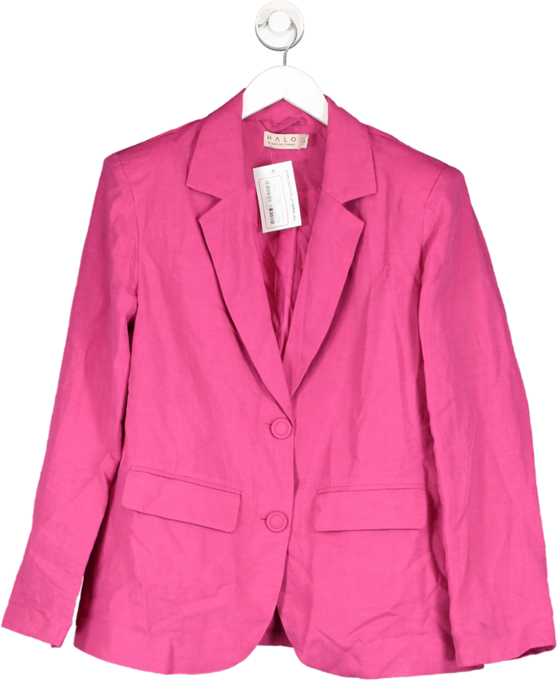 Dancing Leopard Pink Tatiyana Linen And Cotton Blend Blazer Blazer In Raspberry UK 8