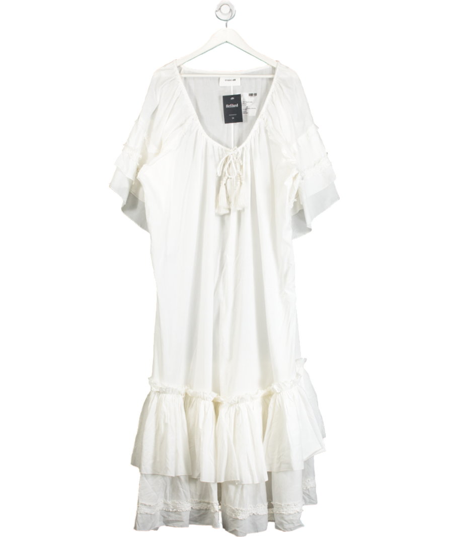 H&M White Cotton Kaftan Maxi Dress One Size
