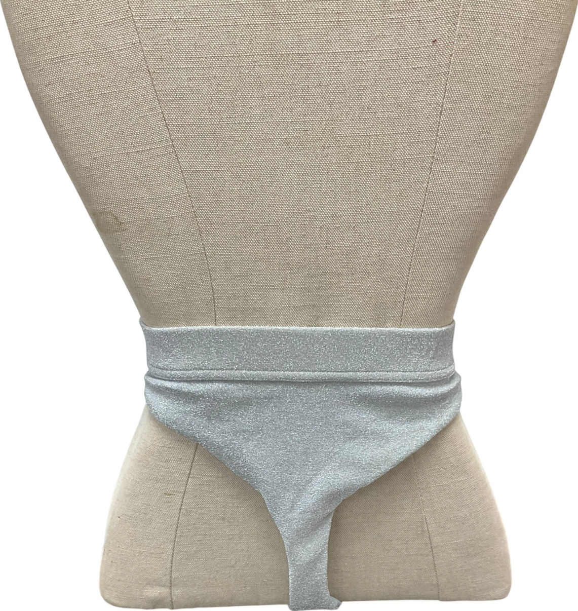 Oh Polly Metallic Silver Thong Bikini Bottoms UK M