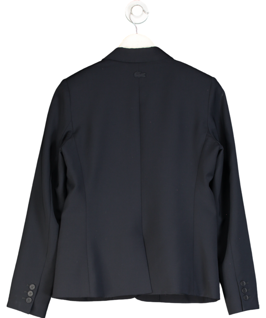 Lacoste Navy Blue Fine Wool Blend Large Crocodile Embroidered Blazer UK S