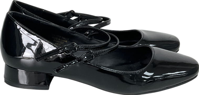 Primark Black Patent Leather Mary Jane Shoes With A Low Block Heel And A Strap Across The Instep UK 7 EU 40 👠