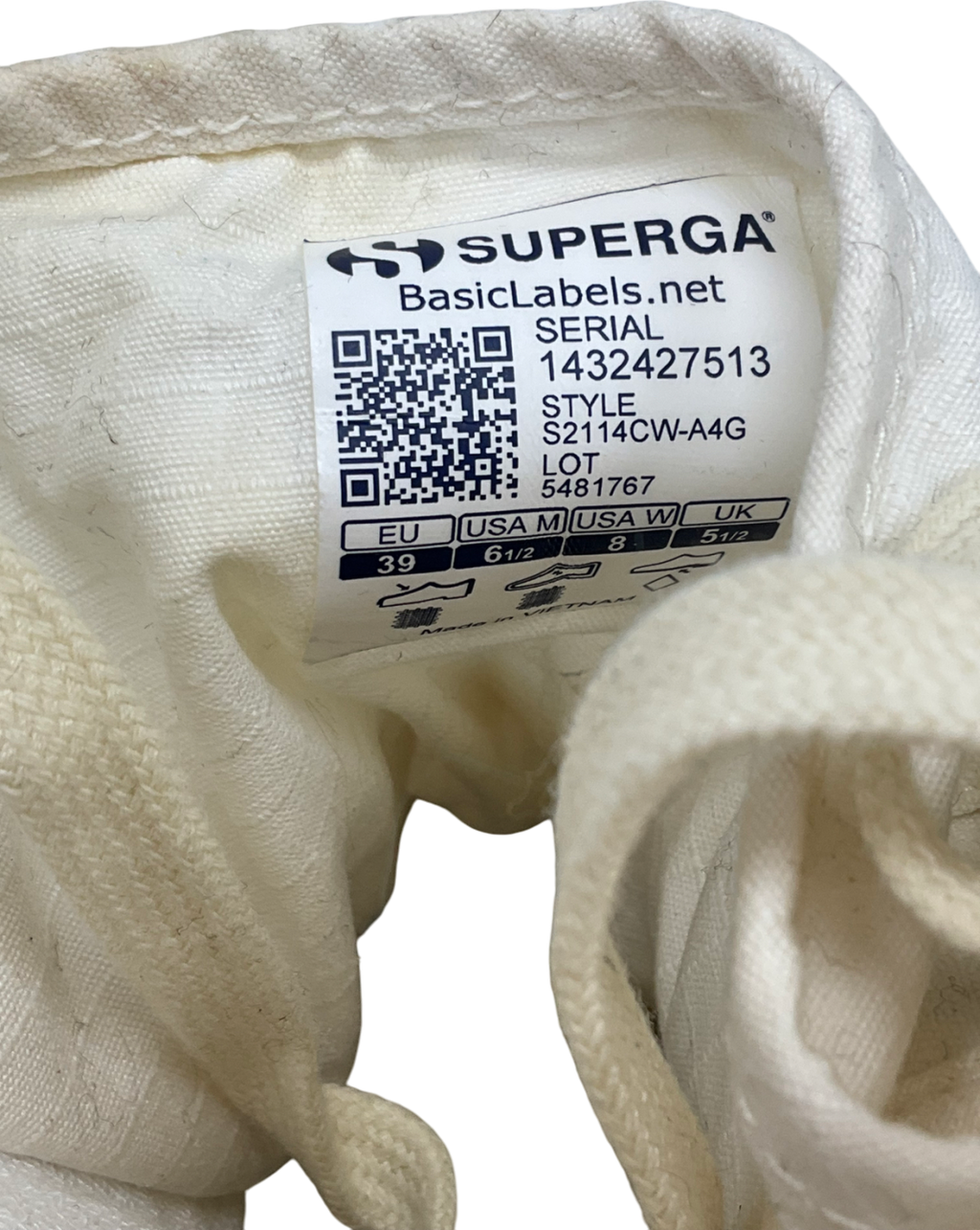 Cream Superga Womens 2481 Alpina Ripstop UK 5.5 EU 39.5 👞