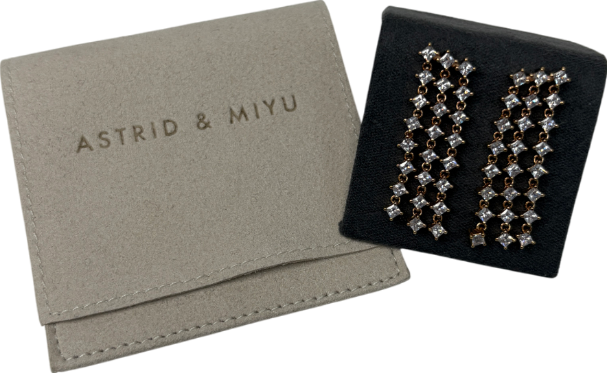 Astrid & Miyu Metallic Cosmic Star 18ct Gold Plated Drop Earrings One Size