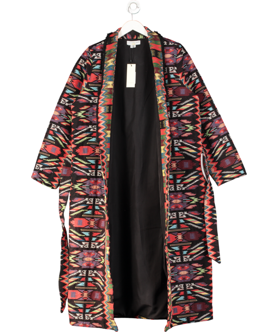 Never Fully Dressed Multicoloured Abstract Print Maxi Coat UK L