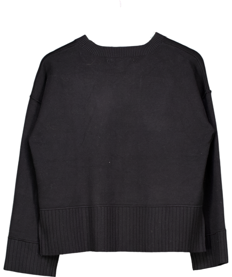 River Island Chunky Crop Jumper In Black UK M