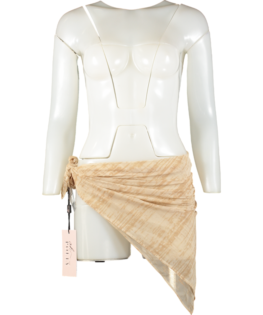 Oh Polly Brown A Tan Print Tie Up Sarong One Size